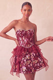 Sequin Corset A Line Sweetheart Red Homecoming Dress with Ruffles