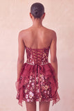 Sequin Corset A Line Sweetheart Red Homecoming Dress with Ruffles