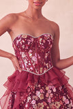 Sequin Corset A Line Sweetheart Red Homecoming Dress with Ruffles