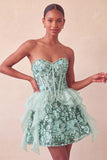 Sequin Corset A Line Sweetheart Red Homecoming Dress with Ruffles