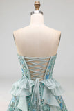 Sequin Corset A Line Sweetheart Red Homecoming Dress with Ruffles