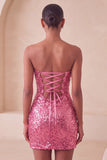 Sparkly Silver Cut Out Sweetheart Bodycon Homecoming Dress with Slit