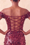 Sparkly Champagne Bodycon Off the Shoulder Homecoming Dress with Sequins
