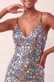 Red Sequin Bodycon Short Homecoming Dress with Lace-up Back