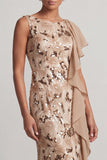 Green Mermaid Sequin Bateau Neck Long Mother of the Bride Dress with Ruffles