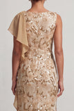 Green Mermaid Sequin Bateau Neck Long Mother of the Bride Dress with Ruffles