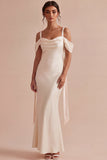 Light Champagne Cold Shoulder Mermaid Maxi Dress
