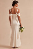 Light Champagne Cold Shoulder Mermaid Maxi Dress