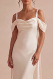 Light Champagne Cold Shoulder Mermaid Maxi Dress
