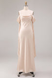 Light Champagne Cold Shoulder Mermaid Maxi Dress