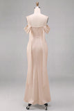 Light Champagne Cold Shoulder Mermaid Maxi Dress