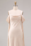 Light Champagne Cold Shoulder Mermaid Maxi Dress
