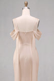 Light Champagne Cold Shoulder Mermaid Maxi Dress