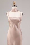 Dusty Rose Satin Mermaid Maxi Dress with Scarf
