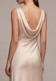 Champagne Mermaid Cowl Neck Satin Maxi Dress