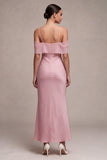 Pink Cold Shoulder Mermaid Bridesmaid Dress
