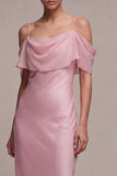 Pink Cold Shoulder Mermaid Bridesmaid Dress