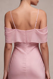 Pink Cold Shoulder Mermaid Bridesmaid Dress
