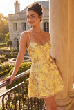 Yellow A Line Sequin Short Homecoming Dress