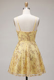 Yellow A Line Sequin Short Homecoming Dress