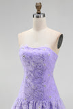 Pink Beaded A Line Strapless Short Homecoming Dress