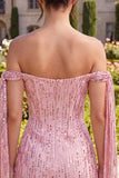 Sparkly Champagne Off the Shoulder Bodycon Homecoming Dress