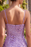 Purple Sequin Bodycon Corset Short Homecoming Dress