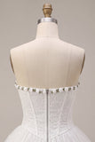 Sweetheart White Lace A Line Corset Short Homecoming Dress