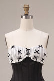 Black Corset Strapless Ruffle Short Homecoming Dress