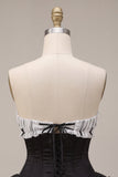 Black Corset Strapless Ruffle Short Homecoming Dress