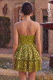 Sweetheart Olive Green A Line Sequin Homecoming Dress