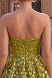 Sweetheart Olive Green A Line Sequin Homecoming Dress