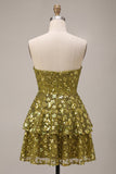 Sweetheart Olive Green A Line Sequin Homecoming Dress