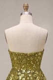 Sweetheart Olive Green A Line Sequin Homecoming Dress