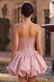 Corset A Line Pink Strapless Homecoming Dress with Beading