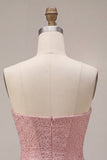 Corset A Line Pink Strapless Homecoming Dress with Beading