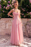 Corset A Line Blue Flower Maxi Wedding Guest Dress