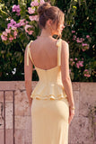 Light Blue Mermaid Corset Applique Floral Wedding Guest Dress