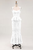 Light Blue Mermaid Corset Applique Floral Wedding Guest Dress