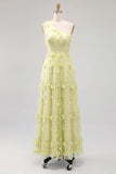 One Shoulder Light Blue A Line Wedding Guest Dress with 3D Flowers