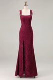 Dusty Sage Square Neck Floral Jacquard Bridesmaid Dress with Bow