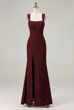 Dusty Sage Square Neck Floral Jacquard Bridesmaid Dress with Bow