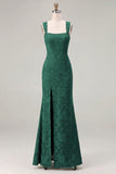 Dusty Sage Square Neck Floral Jacquard Bridesmaid Dress with Bow