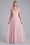 Sage A Line Corset Floral Long Bridesmaid Dress with Scarf
