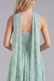 Sage A Line Corset Floral Long Bridesmaid Dress with Scarf