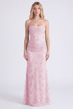 Sage Floral Mermaid Long Bridesmaid Dress with 3D Flowers