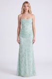 Sage Floral Mermaid Long Bridesmaid Dress with 3D Flowers