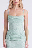 Sage Floral Mermaid Long Bridesmaid Dress with 3D Flowers