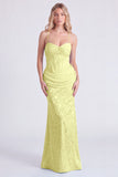 Mermaid Corset Jacquard Light Blue Bridesmaid Dress with Bow