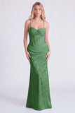 Mermaid Corset Jacquard Light Blue Bridesmaid Dress with Bow